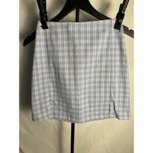 Brandy Melville Blue Plaid Mini Skirt XS – Zipper Back Preppy Schoolgirl Style